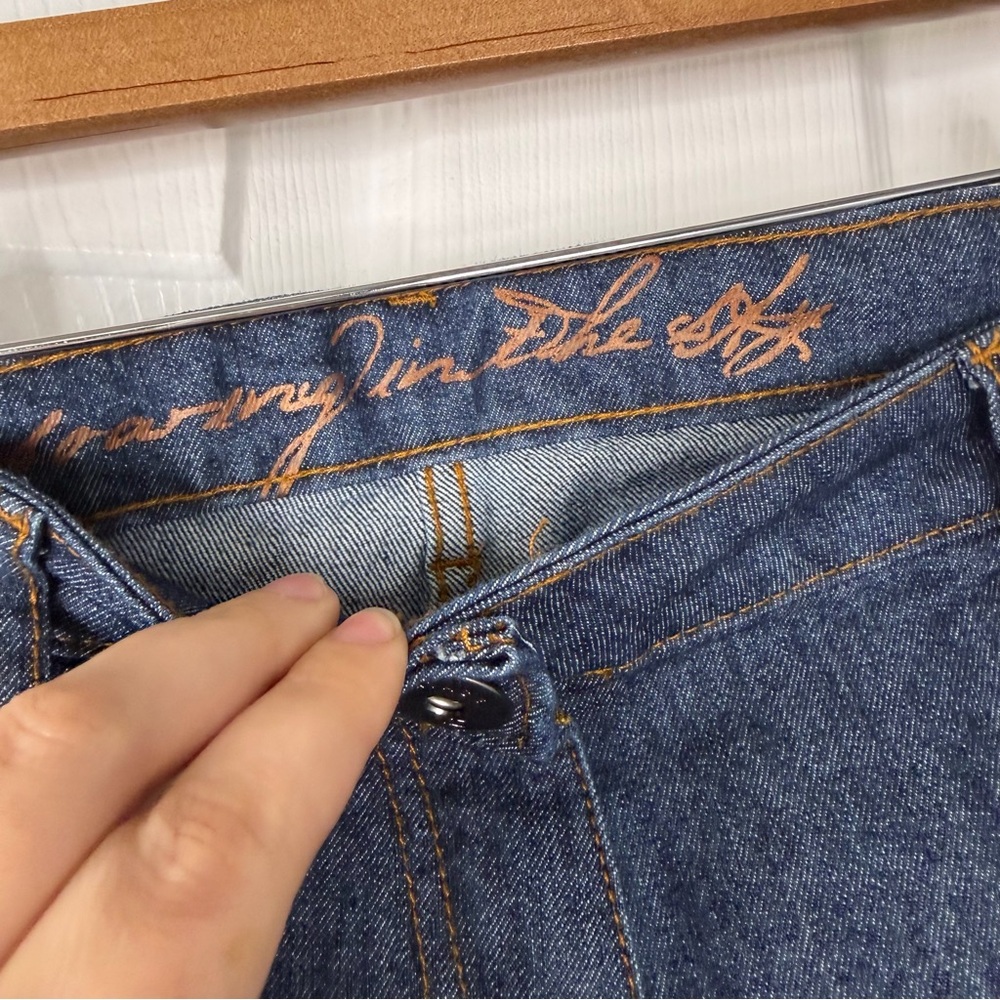 Sz 36 De’Extase Y2K Dark Wash Low Rise Capris NWOT $170 MSRP - Picture 9 of 15
